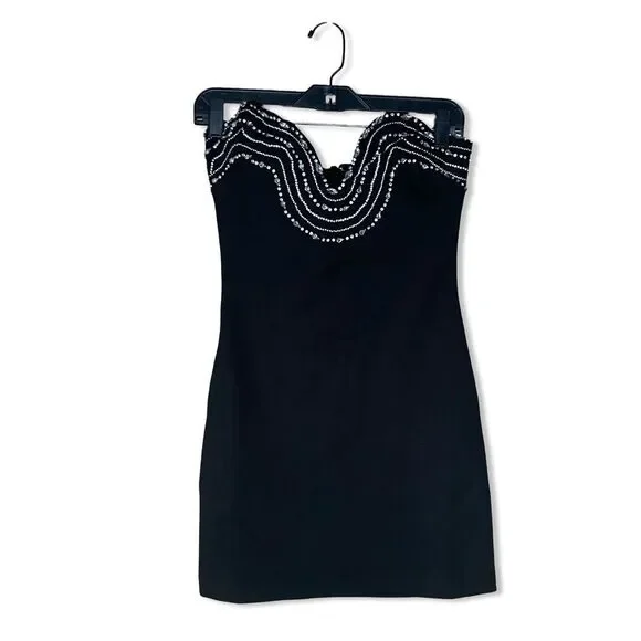 black long sleeve open back mini dress Modal Open-Back Long-Sleeve Mini Dress in Black - XXL